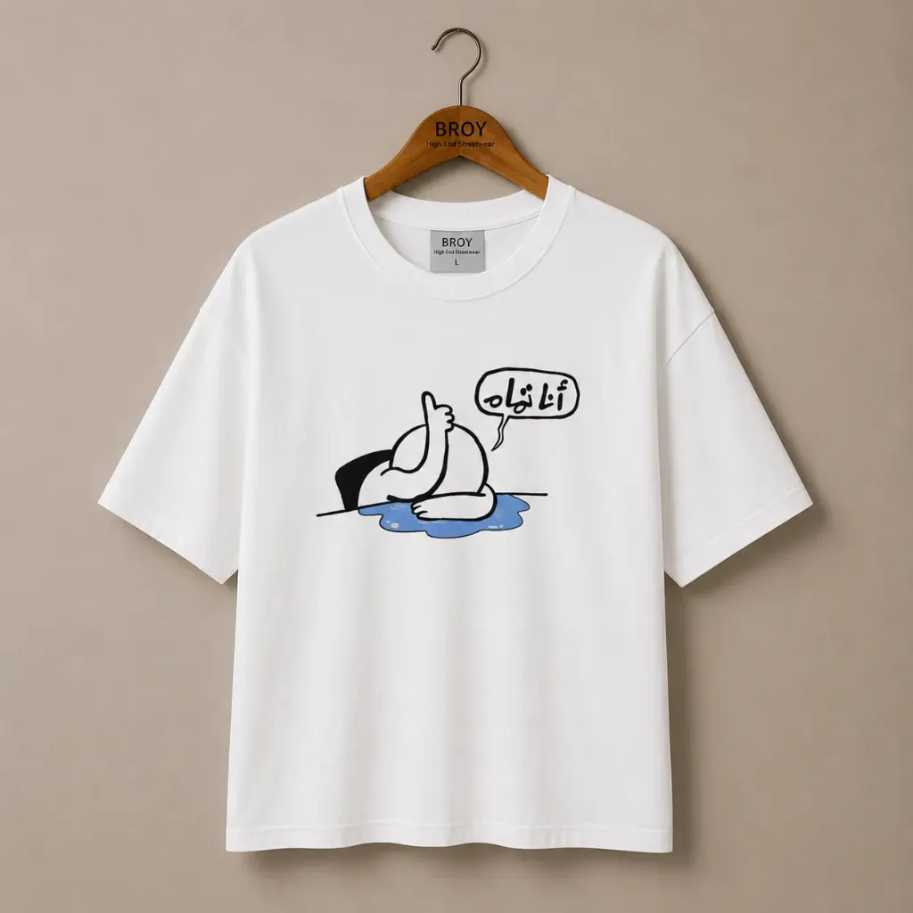 T-shirt oversize أنا تمام (Blanc, XS (36))